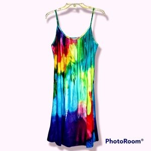 NWT Rosegal Plus Size Tie Dye Ombre Long Tunic Tank Top Dress L 14 US14